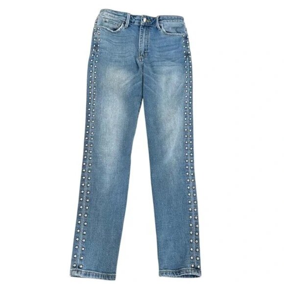 Joe's Jeans The Charlie High Rise Skiiny Crop Studded Light Wash Jeans - Picture 1 of 2
